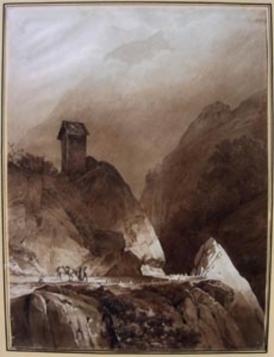 Alexandre CALAME - Drawing-Watercolor - col alpin animé