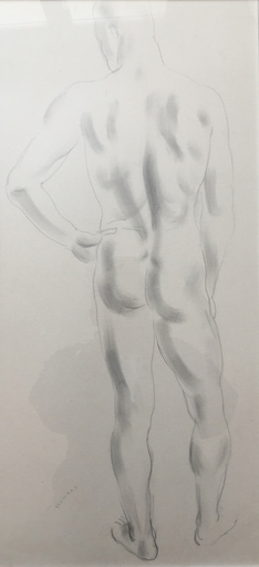 Cecil de Blaquière HOWARD - Drawing-Watercolor - Nu masculin de dos