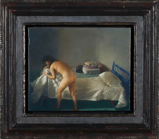 Cristóbal TORAL - Painting - Mujer haciendo la cama