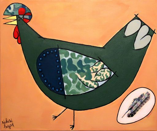 Richard BOIGEOL - Painting - LA POULE MILITAIRE