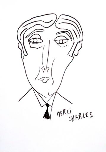 Richard BOIGEOL - Drawing-Watercolor - MERCI CHARLES AZNAVOUR