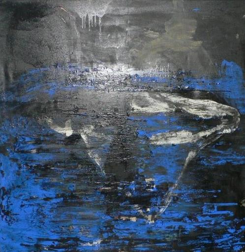 Tony SOULIÉ - Painting - Abstraction bleue et noire