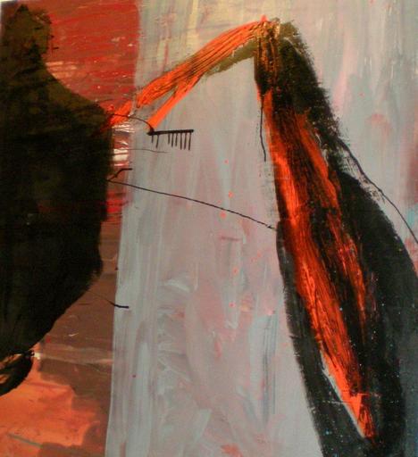 Tony SOULIÉ - Painting - Black orange abstraction Circa 1989-90 