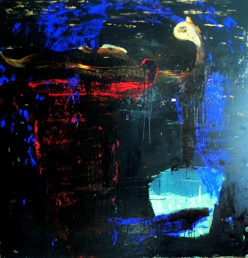 Tony SOULIÉ - Painting - Blue abstraction Bull’s head 